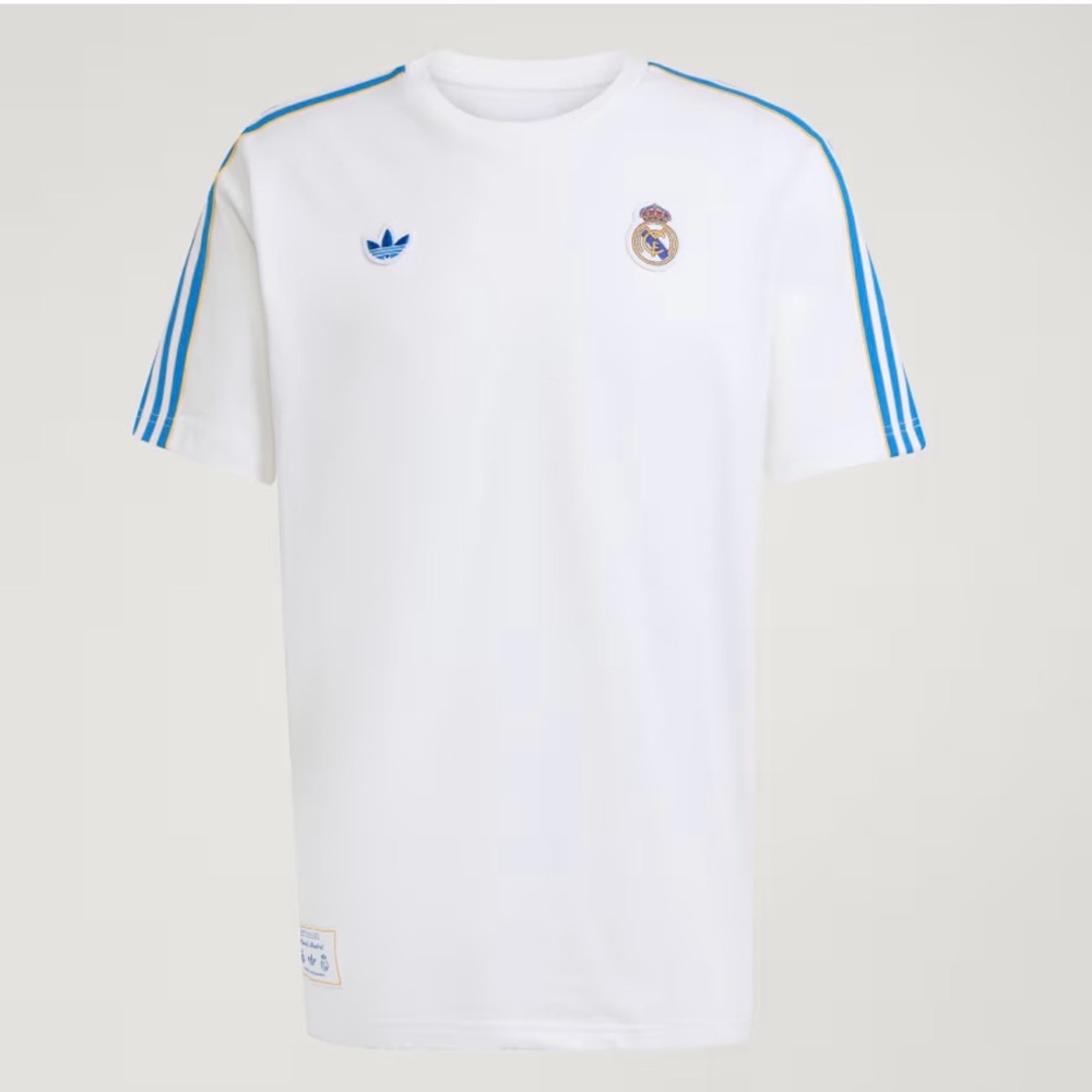 Adidas Originals Real Madrid Terrace Icons Tee White Blue Trefoil Jersey NWT